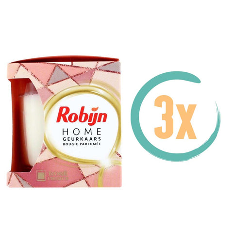 3x Robijn Geurkaars Rose Chique 115gr