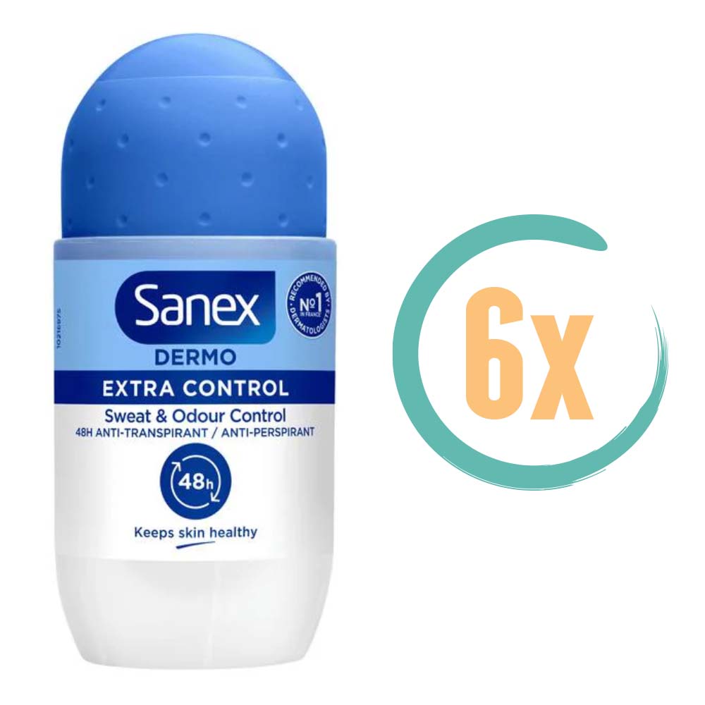6x Sanex Dermo Extra Control Deoroller 50ml, VoordeligInslaan.nl