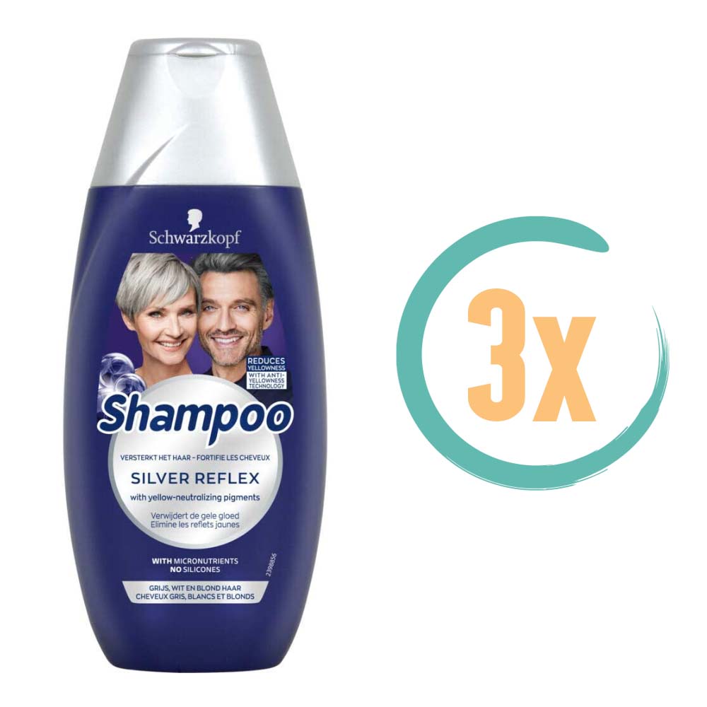 3x Schwarzkopf Silver Reflex Shampoo 250ml, VoordeligInslaan.nl