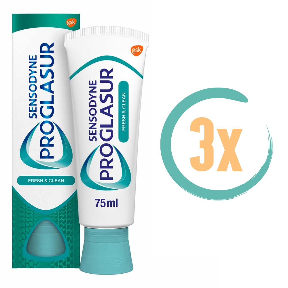 3x Sensodyne Tandpasta Proglasur Fresh & Clean 75ml