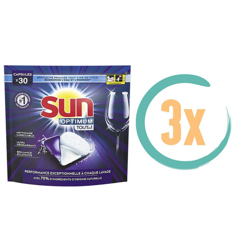 3x Sun Optimum Allin1 Vaatwastabletten 30 stuks