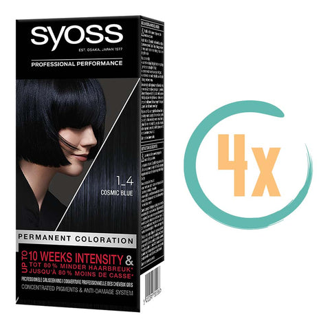 4x Syoss 1-4 Cosmic Blue Haarverf