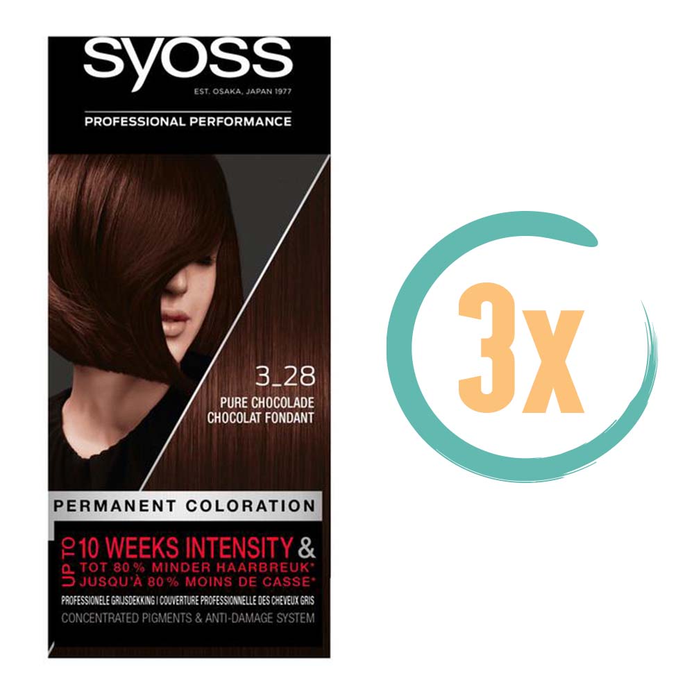 3x Syoss Haarverf 3_28 Pure Chocolade