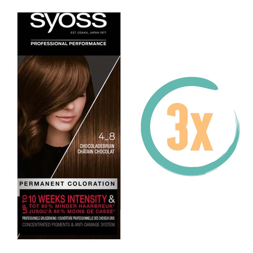 3x Syoss Haarverf 4_8 Chocoladebruin