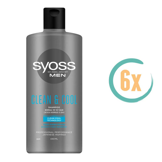 6x Syoss Men Clean & Cool Shampoo 440ml