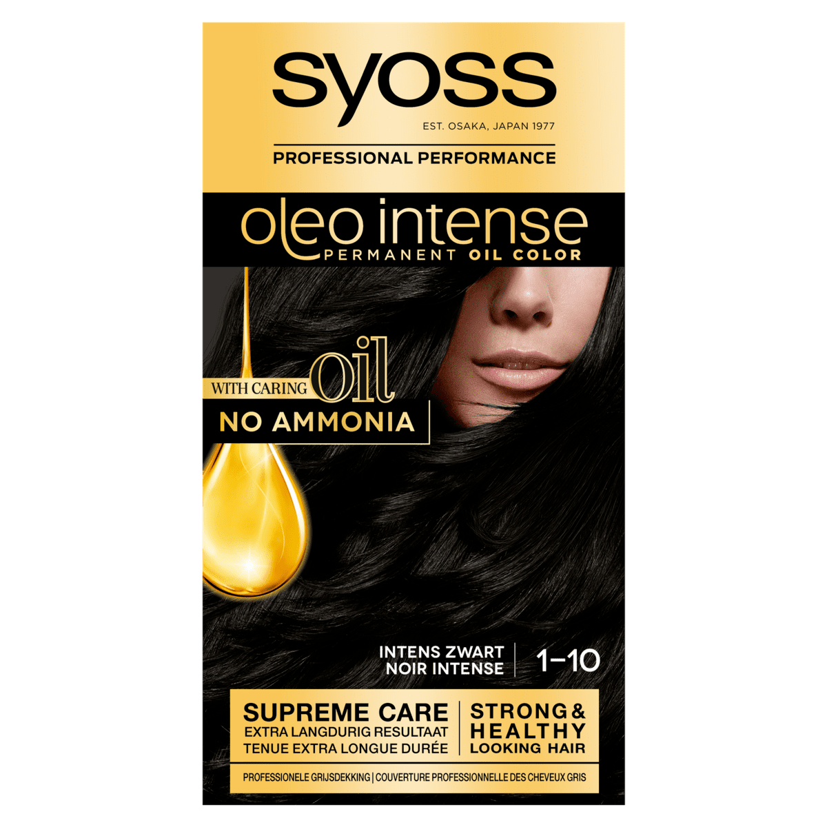 3x Syoss Oleo Intense 1-10 Intens Zwart Haarverf