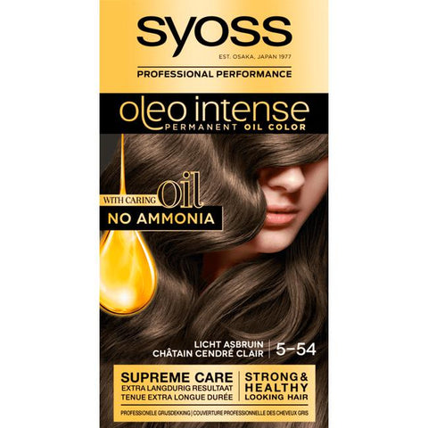 3x Syoss Oleo Intense 5-54 Licht Asbruin Haarverf