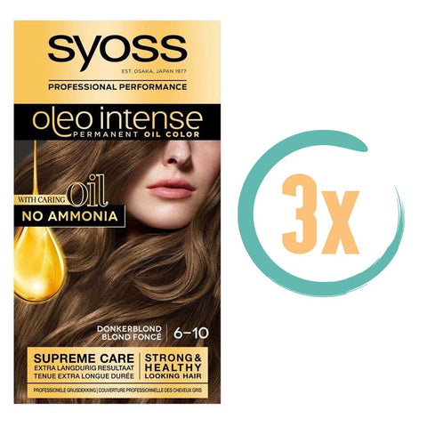 3x Syoss Oleo Intense 6-10 Donkerblond Haarverf