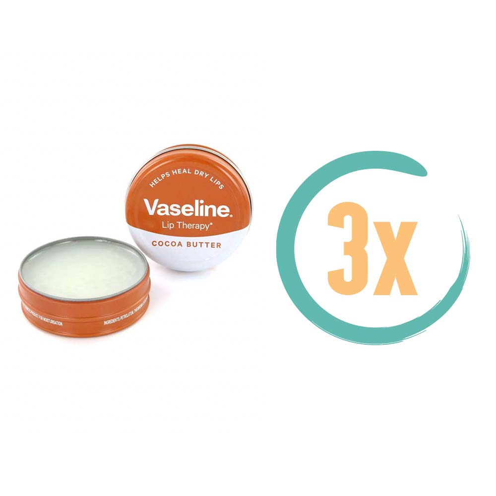 3x Vaseline Lipcare Cocoa Butter 20gr