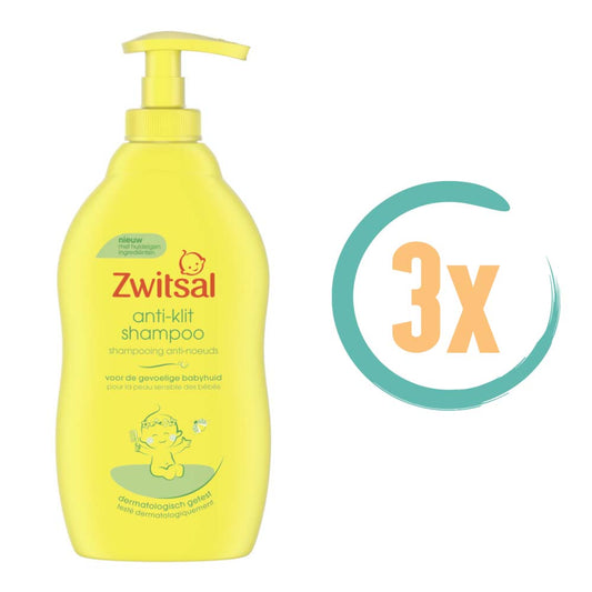 3x Zwitsal Anti-Klit Shampoo 400ml, VoordeligInslaan.nl