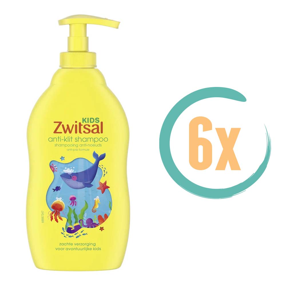 6x Zwitsal Kids Anti Klit Shampoo 400ml, VoordeligInslaan.nl