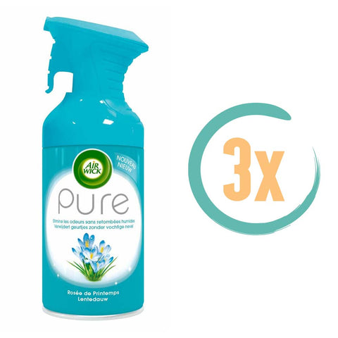 3x Airwick Pure Luchtverfrisser Spray Lentedauw 250ml