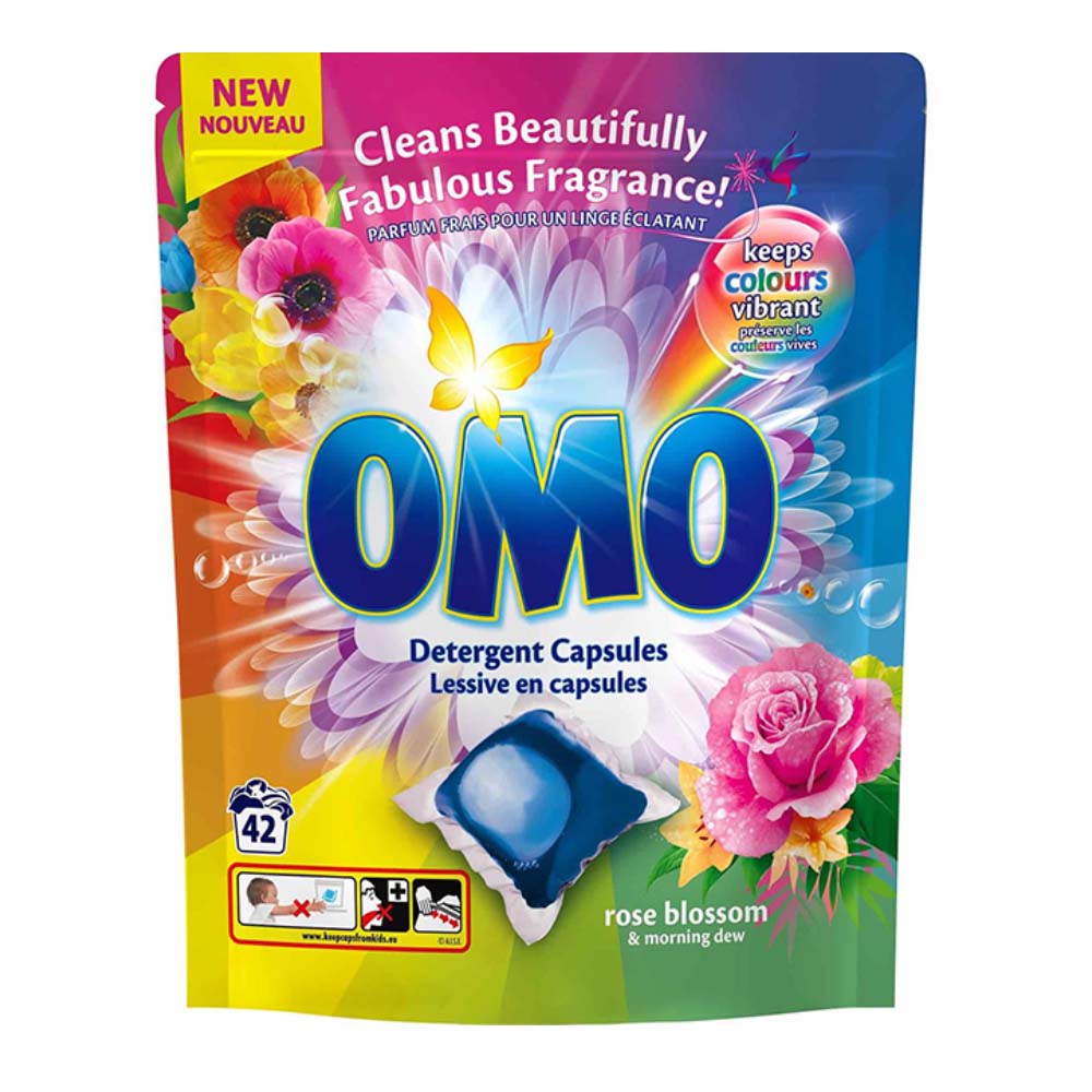 4x Omo Wascapsules Rose Blossom 840gr, VoordeligInslaan.nl