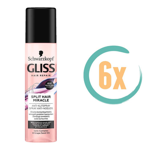 6x Gliss Kur Split End Miracle Anti klitspray 200ml