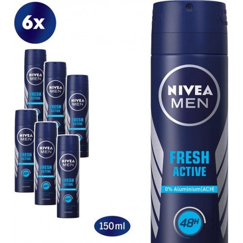 6x Nivea Fresh Active 0% Deospray 150ml