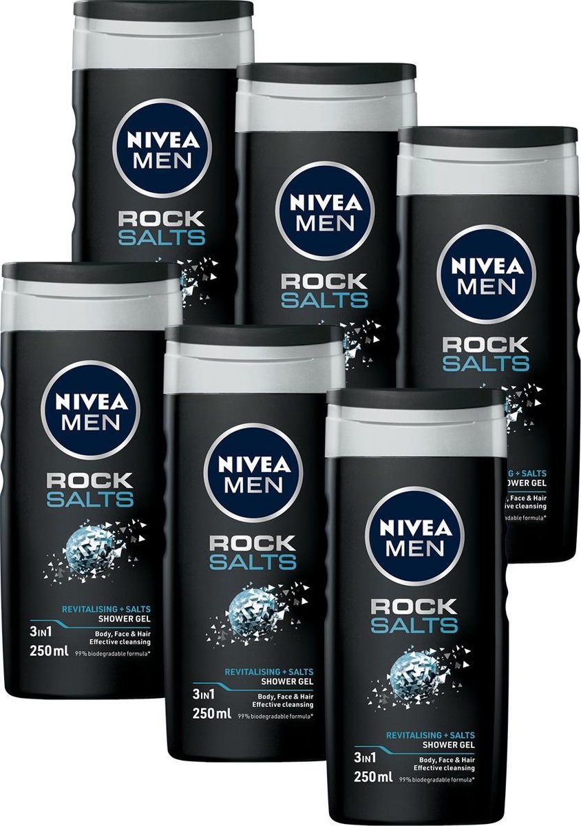 6x Nivea Rock Salts Douchegel 250ml, VoordeligInslaan.nl