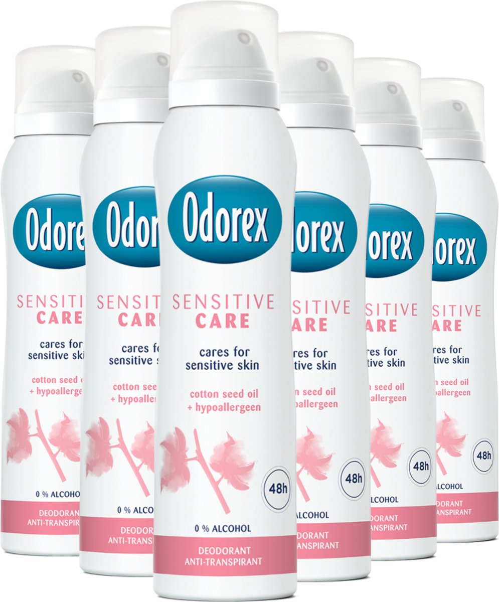 6x Odorex Sensitive Care Deospray 150ml, VoordeligInslaan.nl
