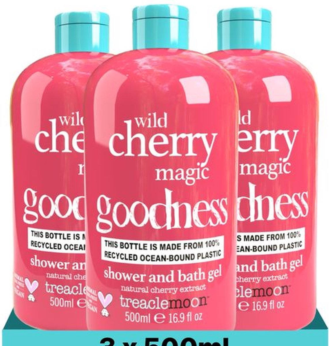 3x Treaclemoon Wild Cherry Magic Douchegel 500ml, VoordeligInslaan.nl