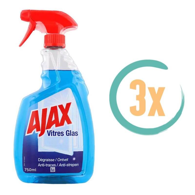 3x Ajax Glasreinigerspray 750ml