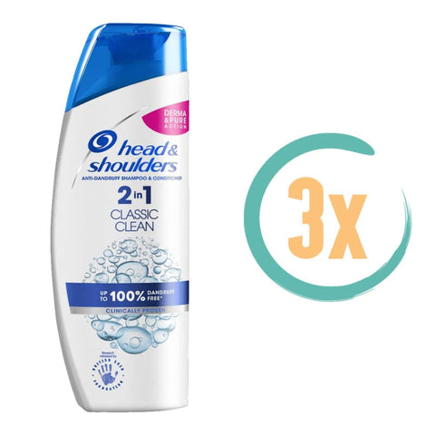3x Head & Shoulders Classic 2in1 Shampoo 450ml - Anti Roos