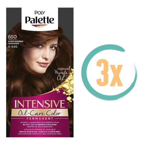 3x Poly Palette Haarverf 650 Kastanje Middenbruin