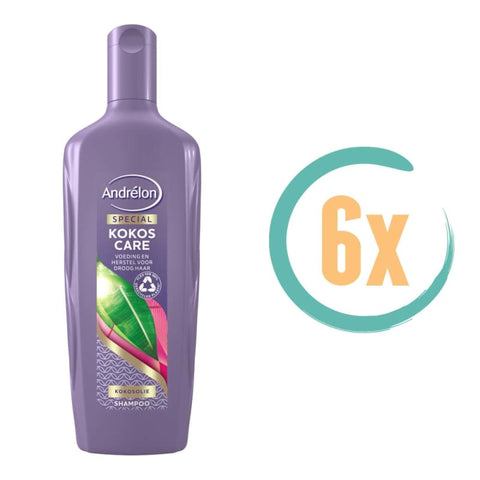 6x Andrelon Kokos Care Shampoo 300ml - voor droog haar