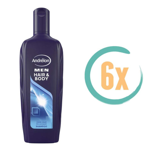 6x Andrelon Men Hair & Body Shampoo 300ml
