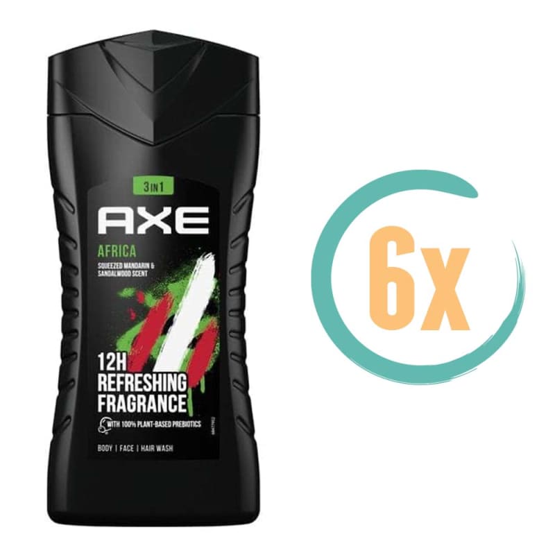 6x Axe Africa 3in1 Douchegel 250ml