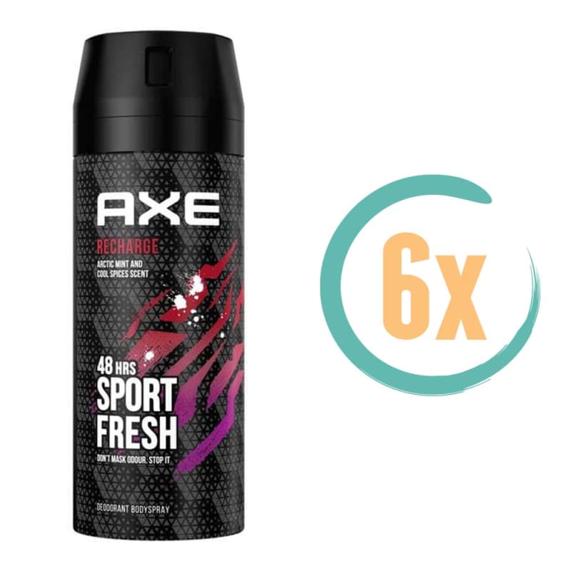 6x Axe Sport Recharge Deospray 150ml - Deodorant