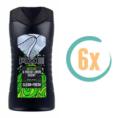 6x Axe Wasabi & Fresh linnen Douchegel 250ml