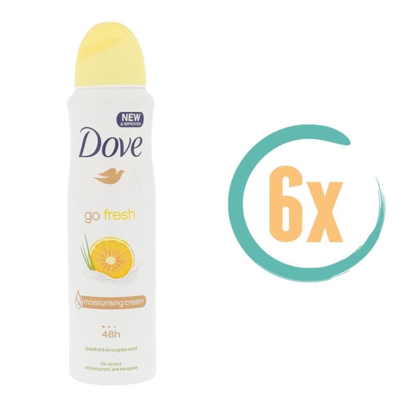 6x Dove Go fresh Grapefruit Deospray 150ml - Deodorant voor 