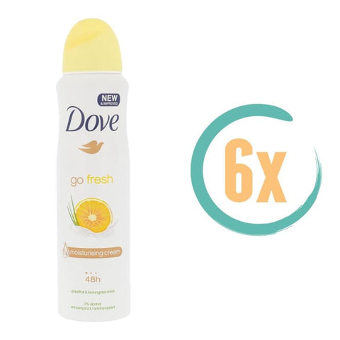 6x Dove Go fresh Grapefruit Deospray 150ml - Deodorant voor 
