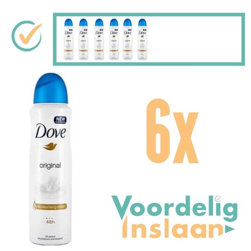 6x Dove Original Deospray 150ml - Deodorant voor vrouwen