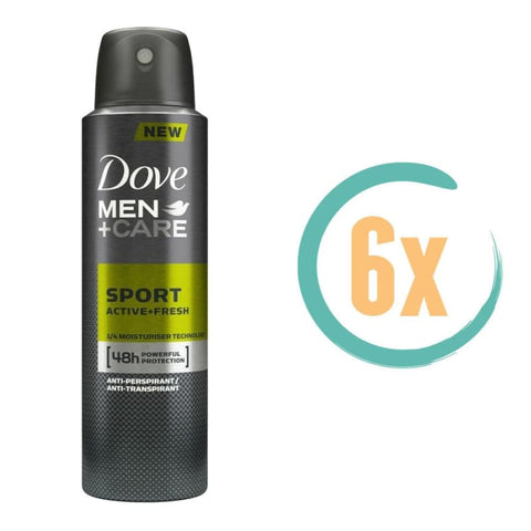 6x Dove Sport Active+Fresh Deospray 150ml - Deodorant
