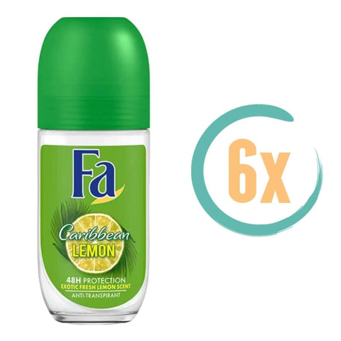 6x Fa Caribbean Lemon Deoroller 50ml