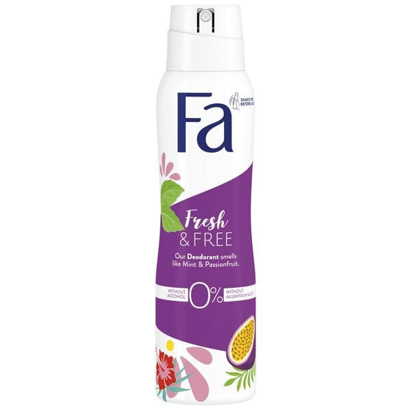 6x Fa Fresh & Free Munt Passievrucht Deospray 150ml