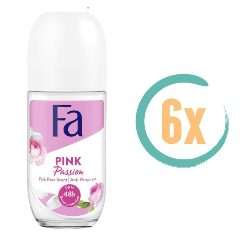 6x Fa Pink Passion Deoroller 50ml - Deodorant voor vrouwen