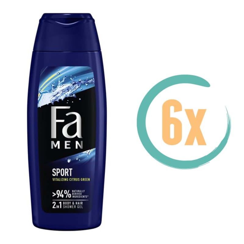 6x Fa Sport 2in1 Douchegel & Shampoo 250ml - Bad en lichaam