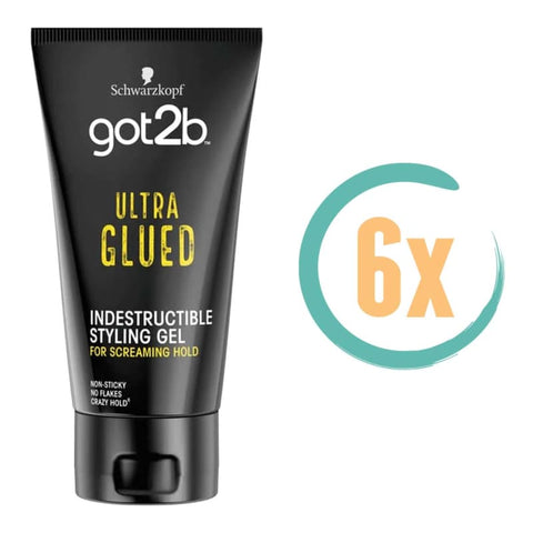 6x Got2b Ultra Glued Styling Gel 150ml - Haargel -lak en