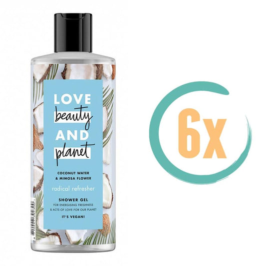 6x Love Beauty and Planet douchegel Kokoswater & Mimosabloem