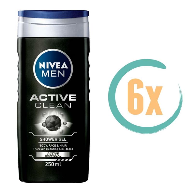 6x Nivea Active Clean Douchegel 250ml