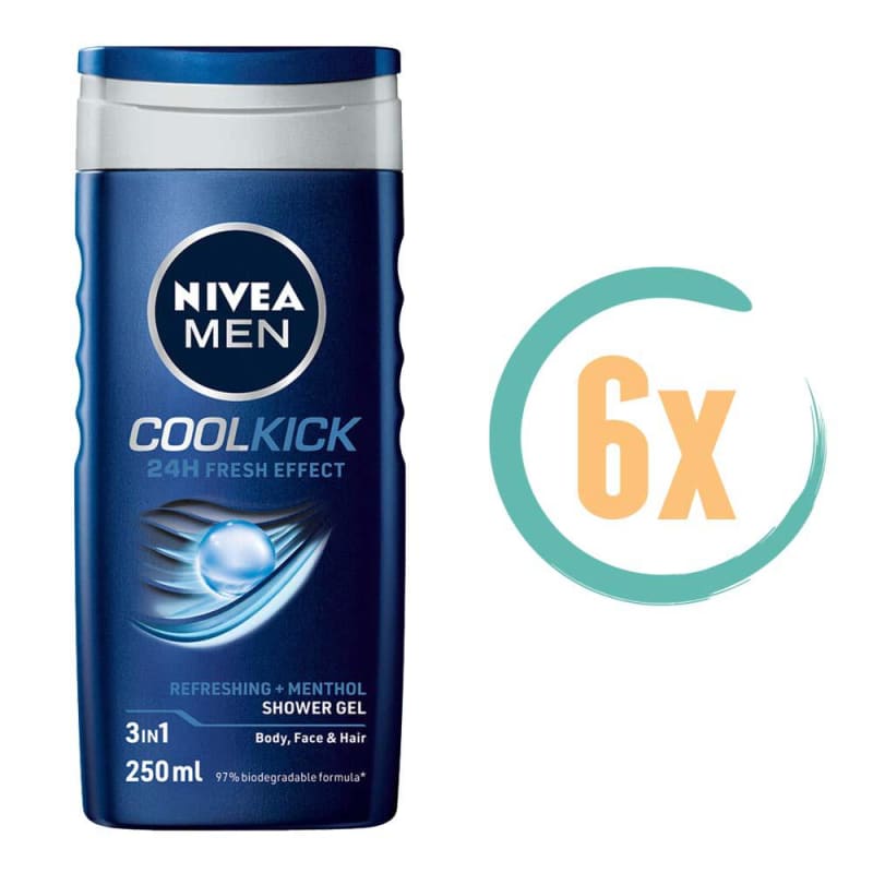 6x Nivea Cool Kick Douchegel 250ml