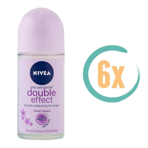 6x Nivea Double Effect Deoroller 50ml - Deodorant voor