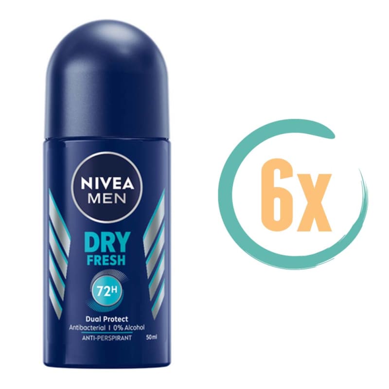 6x Nivea Dry Fresh 72h Deoroller 50ml - Deodorant