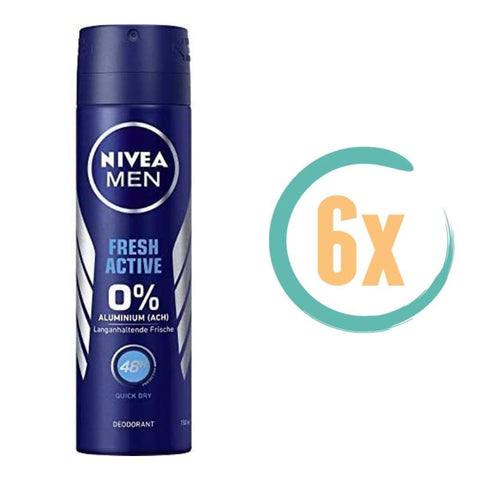 6x Nivea Fresh Active 0% Deospray 150ml - Deodorant