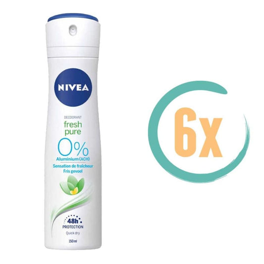 6x Nivea Fresh Pure Deospray 150ml - Deodorant voor vrouwen