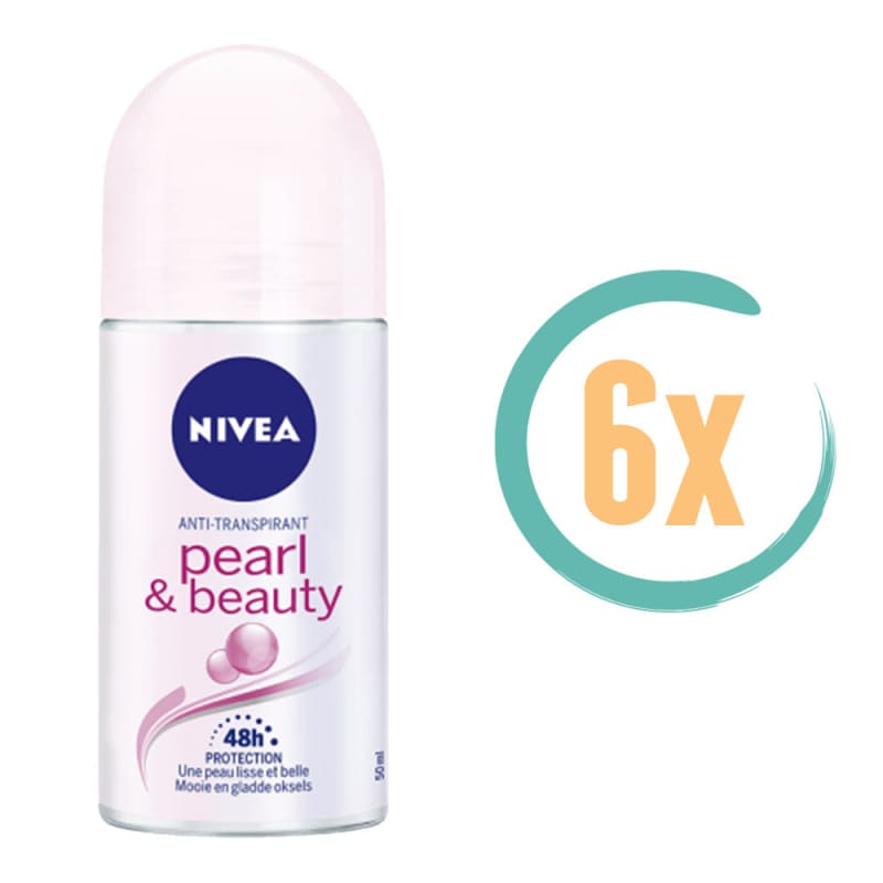 6x Nivea Pearl & Beauty Deoroller 50ml - Deodorant voor