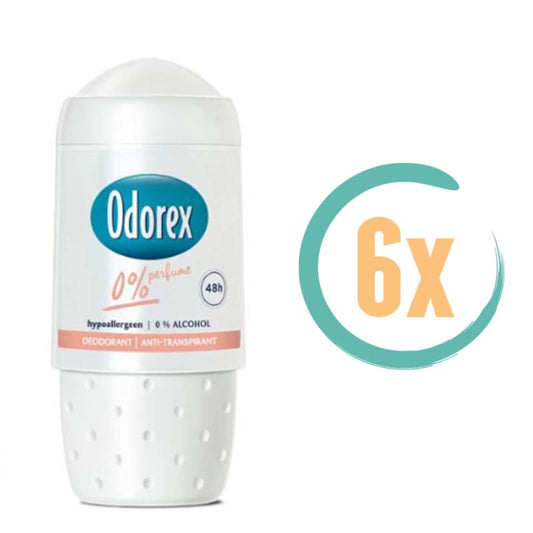 6x Odorex 0% Perfume Deoroller 50ml