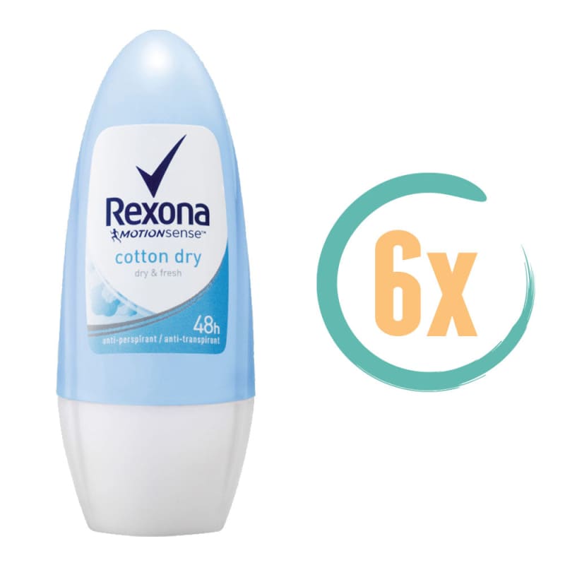 6x Rexona Cotton Dry Deoroller 50ml - Deodorant voor vrouwen