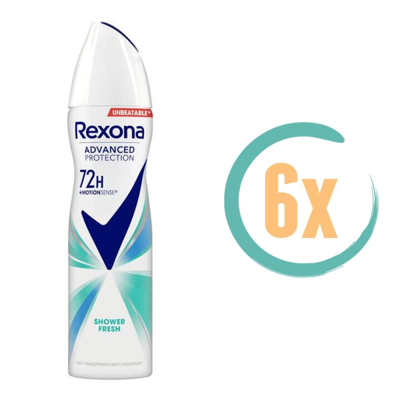 6x Rexona Shower Fresh 72h Deospray 150ml - Deodorant